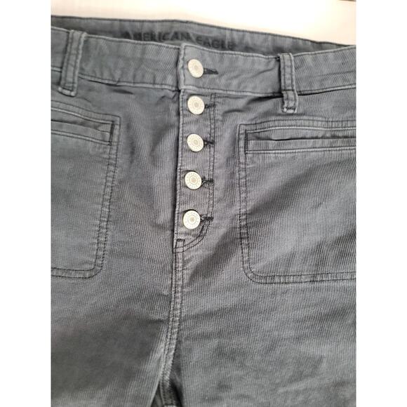 AMERICAN EAGLE Jeans Womens SZ 16 Super High Rise Flare Gray Corduroy 70's Inspo - Picture 4 of 10